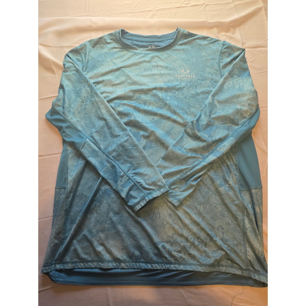 Realtree Fishing Performance Shirt Mens 2XL Long Sleeve Camo Blue‎